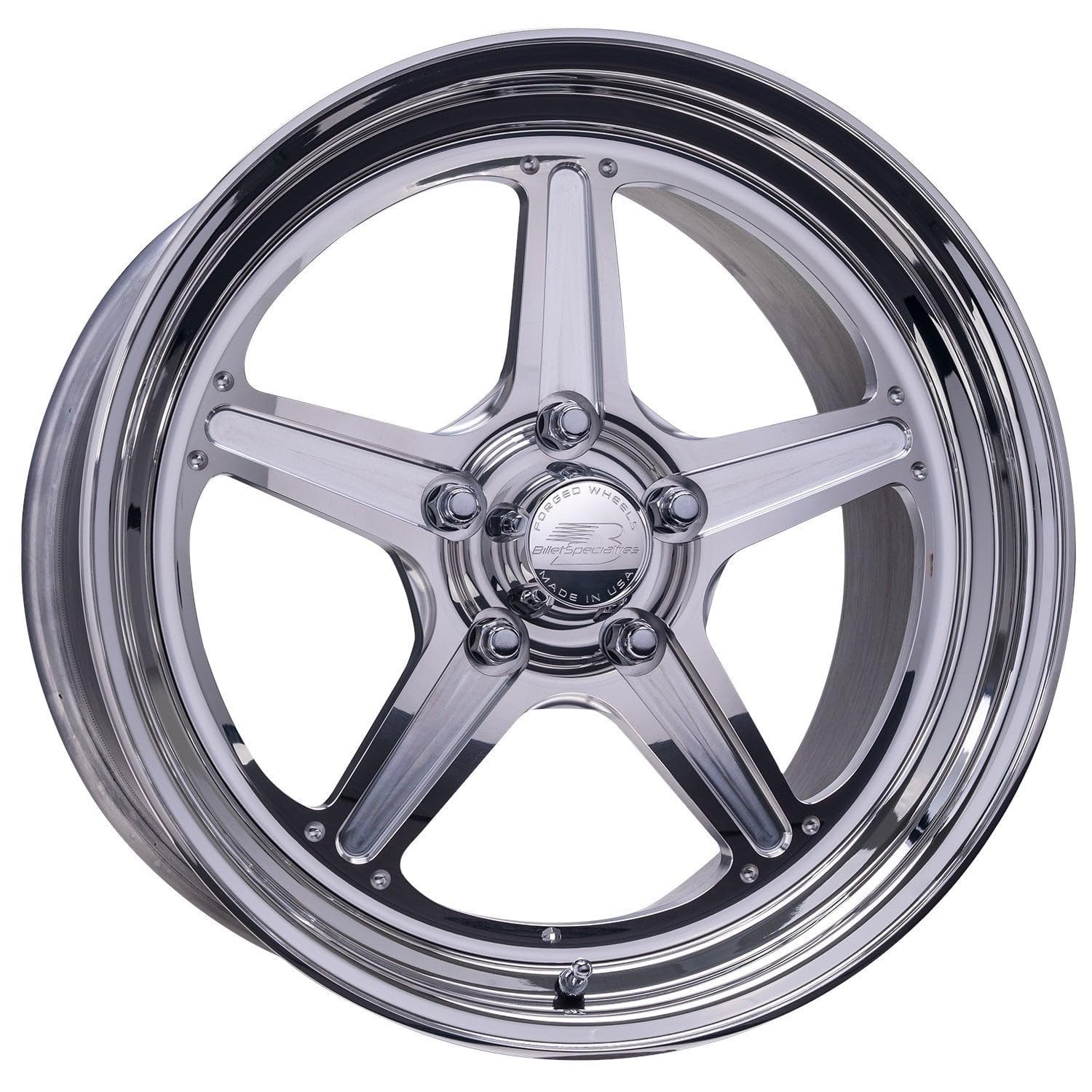 BILLET SPECIALTIES RS23570L6145 Wheel - Street Lite - 15 x 7 in - 4.500 in Backspace - 5 x 4.75 in Bolt Pattern - Aluminum - Polished/Machined Center - Polished Lip - Each